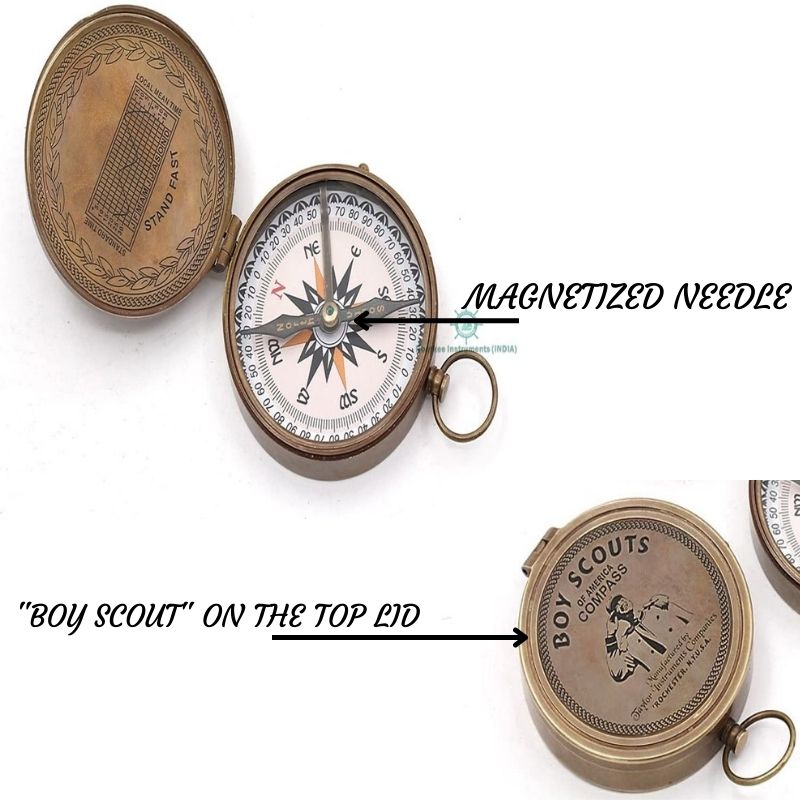 Antique Nautical Vintage Directional Magnetic Compass with Famous Scripture Quote Engraved Baptism Gifts with Leather Case or Wooden Case for Loved Ones, Son, Father, Love, Partner, Spouse, Fiancé.