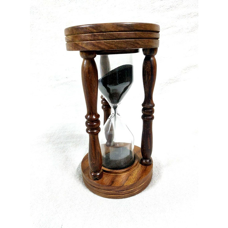 Wooden Sand Timer, Hourglass or Sand Clock Vintage Maritime 12 Inches Nautical ( Black )