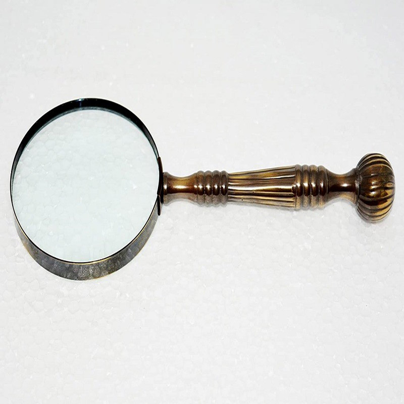 Handcrafted Magnifying Glass Lens Antique Brass Magnifier for Office Desks and Study Table