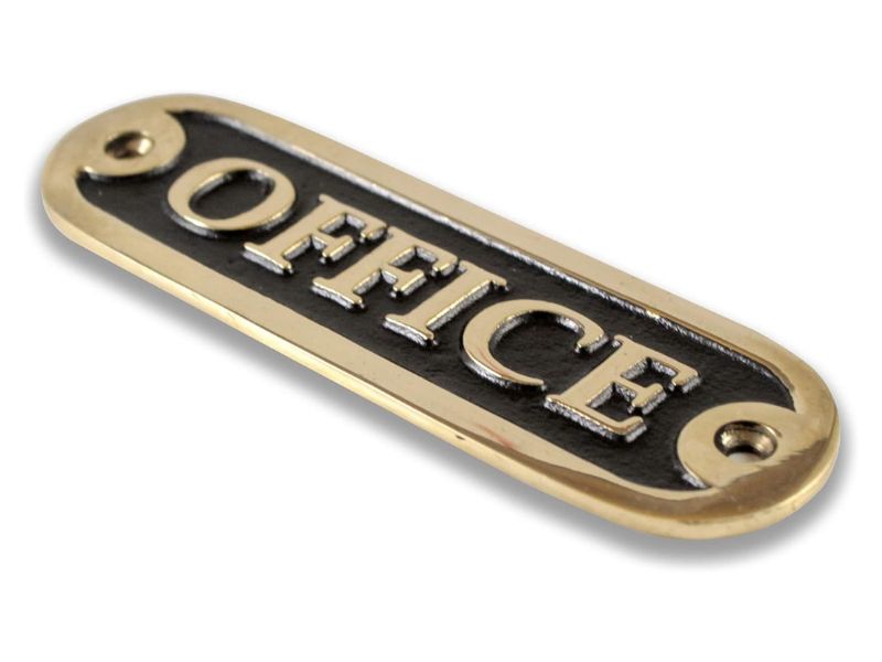 \'\' Office \'\' Door Sign Brass Casted Gold/Black Handmade Plaque | Vintage Style Wall Mounted Name Plate | Solid Brass Office Room Sign | Decorative Gold Black Plate for Home, Hotel, or Office Decor