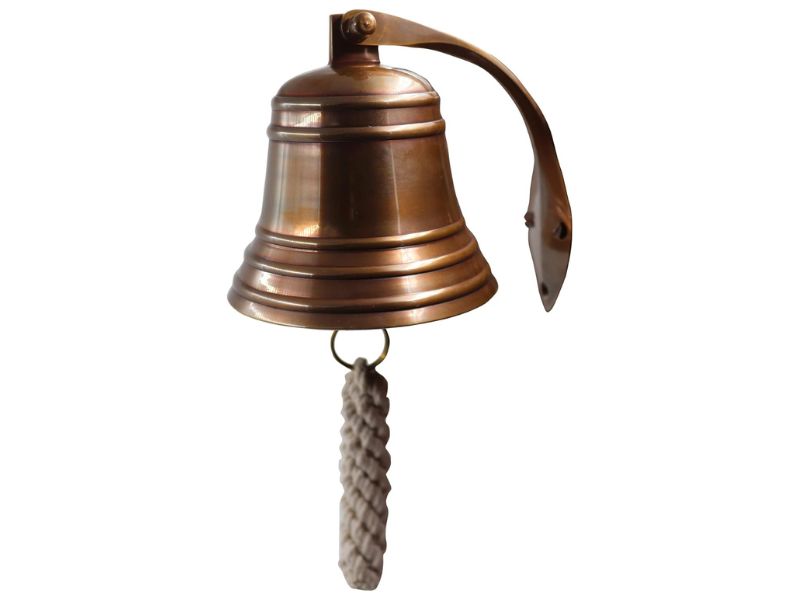 Solid Antique Brass Ship Bell – Wall Mounted Marine Hanging Bell for Dinner, Bar, School, Outdoor, Indoor, Reception, Church & Last Order – Handmade Nautical Decor Gift