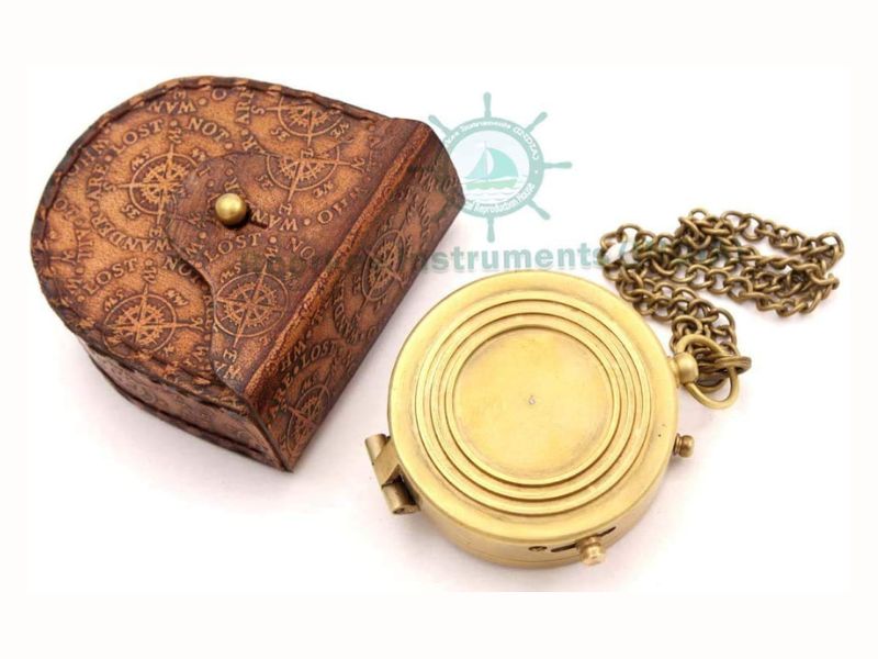 Handcrafted Brass Compass with Leather Case – Engraved Ralph Waldo Emerson Quote “Do Not Go Where the Path May Lead” – Inspirational Graduation, Retirement, and Adventure Gift for Him, Dad, Son