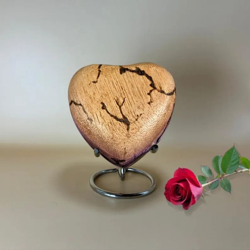 Handcrafted Wooden Heart Urn | Small Keepsake Urn for Ashes | Memorial Heart Urn | Unique Cremation Urn | Remembrance Gift