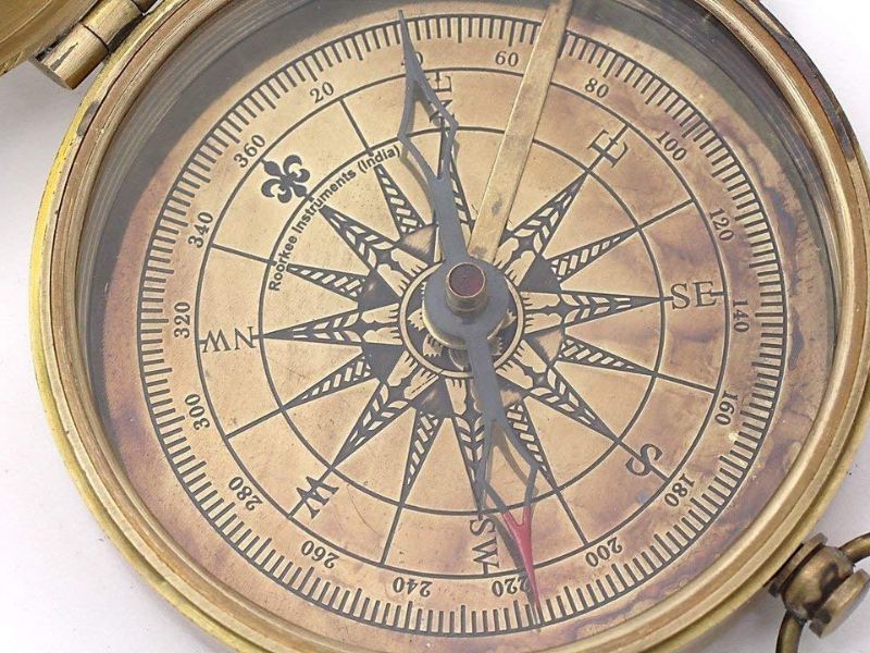 Robert Frost “The Road Not Taken” Brass Compass with Leather Case, Inspirational Poem Engraved Gift, Graduation Gift for Men, Women, Son, Husband, Traveler, Motivational Keepsake Compass