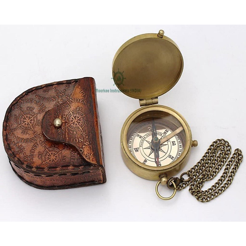 Antique Nautical Vintage Directional Magnetic Compass with Famous Scripture Quote Engraved Baptism Gifts with Leather Case or Wooden Case for Loved Ones, Son, Father, Love, Partner, Spouse, Fiancé.