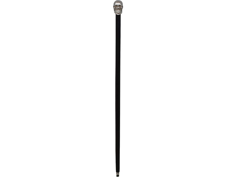Brass Walking Stick Unique Knob Skull Head Walking Stick Cane Victorian Wooden Cane, Black and Silver, Skull Handle Vintage Style