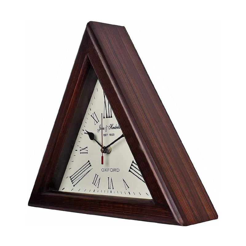 Triangle Wood Designer Large Wall Clock (Brown, 12 Inch)