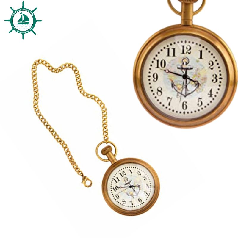 Handmade Antique Brass Pocket Watch with Chain Anchor