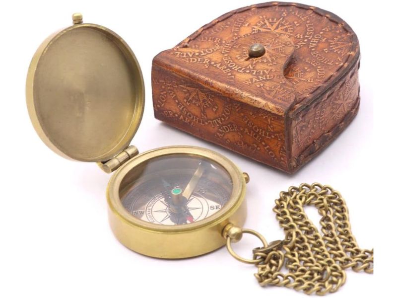 Solid Brass Personalized Engraved Compass with Leather Case – “So You Can Always Find Your Way Back to Me” Quote | Romantic Gift, Graduation, Birthday, Father to Son, Anniversary Keepsake