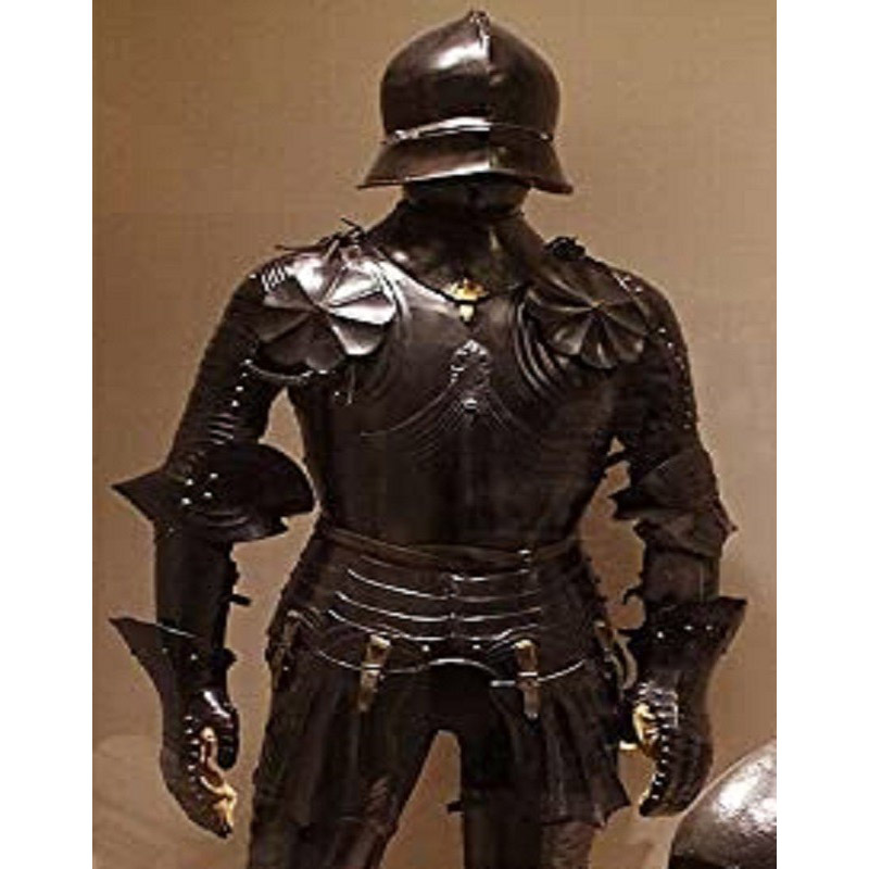 Medieval Warrior Knight Gothic Full Suit of Armor Blackened Cuirass Body Armor