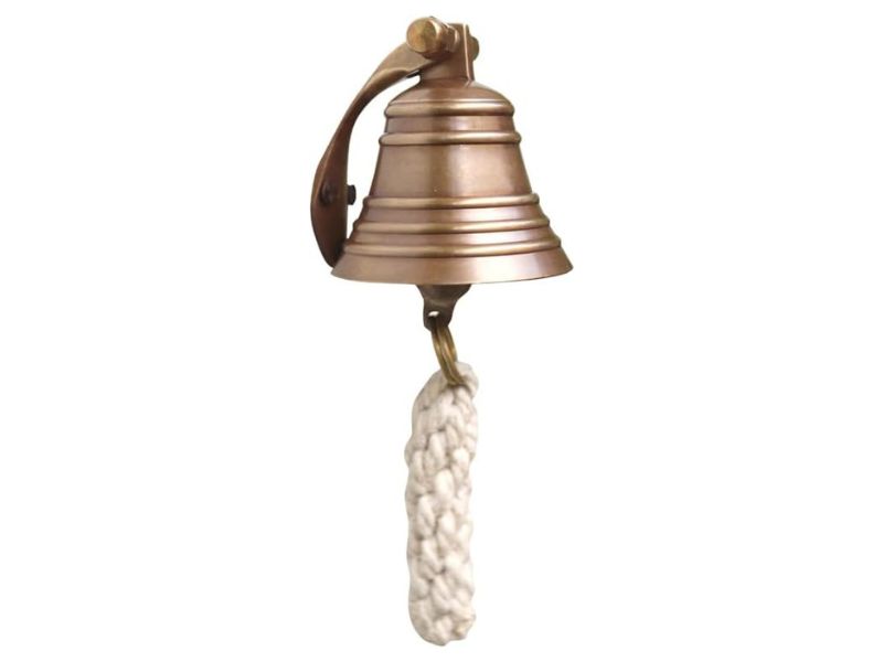Antique Brass Ship Bell – Wall Mounted Marine Hanging Bell for Dinner, Indoor & Outdoor Use – Perfect for School, Bar, Reception, Last Orders, Church & Nautical Home Décor
