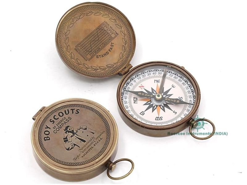 Vintage Boy Scouts of America Brass Compass | Antique Scout Engraved Pocket Compass | Inspirational Gift for Outdoor Adventure, Hiking, Camping, Navigation & Collectors