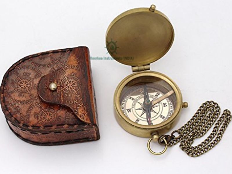 J.R.R. Tolkien “Not All Those Who Wander Are Lost” Brass Compass with Leather Case, Vintage Nautical Sundial Compass, Inspirational Quote Gifts for Men, Graduation, Adventure, Travel Keepsake