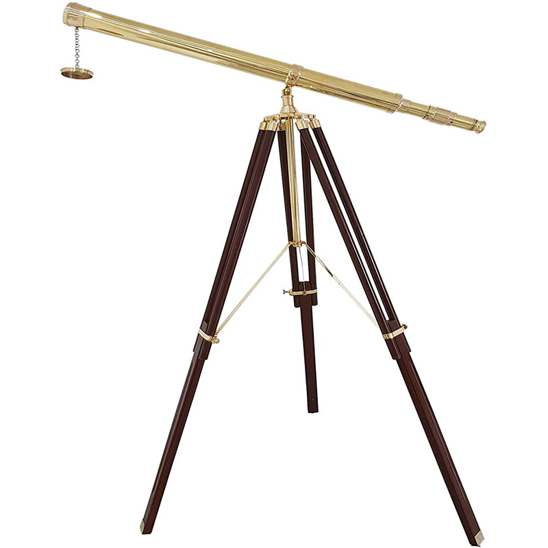 Vintage Solid Brass Nautical Port Marine Navy Telescope Single Barrel Brass Finish &amp;amp; Brown (Single Barrel Telescope (Height: 65 Inches)