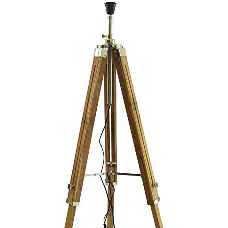 Wood Tripod Floor Lamp Nautical Floor Home Décor Lamp with Shade & Bulb