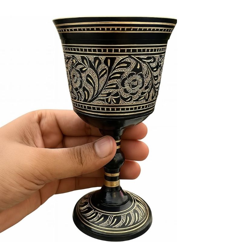 Chalice Goblet Solid Brass Vintage Golden Roman Cup of King Arthur Drinking Wine Goblet Brass Vintage Chalice Goblet Wine Cups of King Arthur