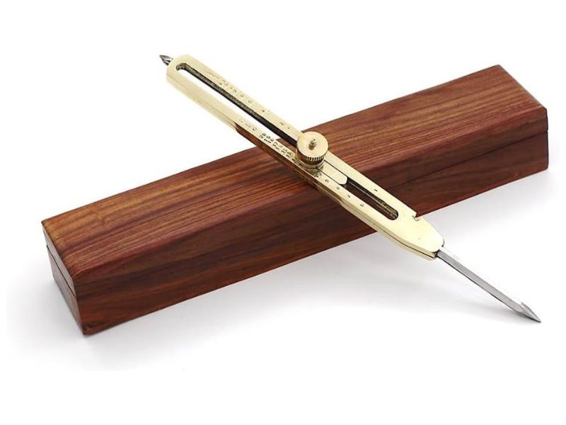 9-Inch Brass Proportional Divider with Wooden Box – Precision Drafting, Navigation & Art Tool – Engraved Scale Divider for Artists, Engineers, Architects, Mariners