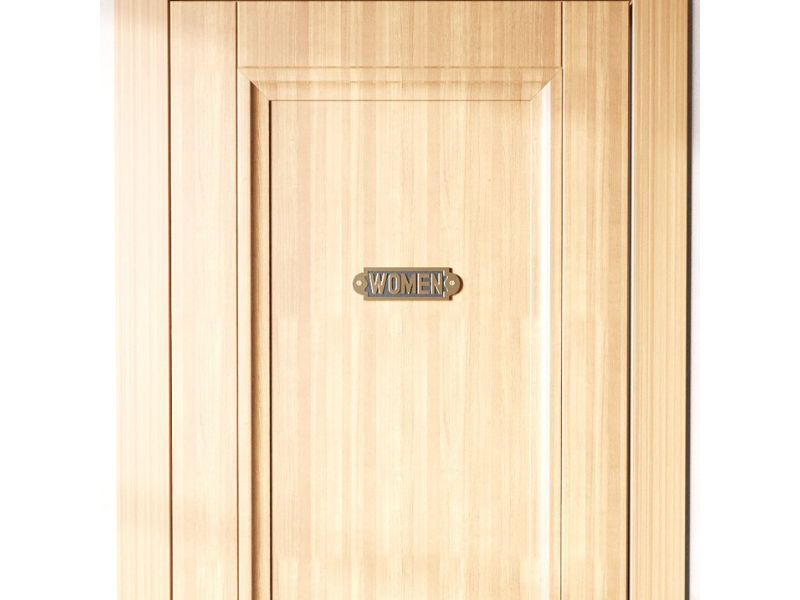 Vintage Brass “WOMEN” Restroom Door Sign | Solid Cast Brass Plaque with Black Background | Antique Finish Bathroom Door Plate with Screws | Handmade Wall Mount Sign for Home, Café & Office