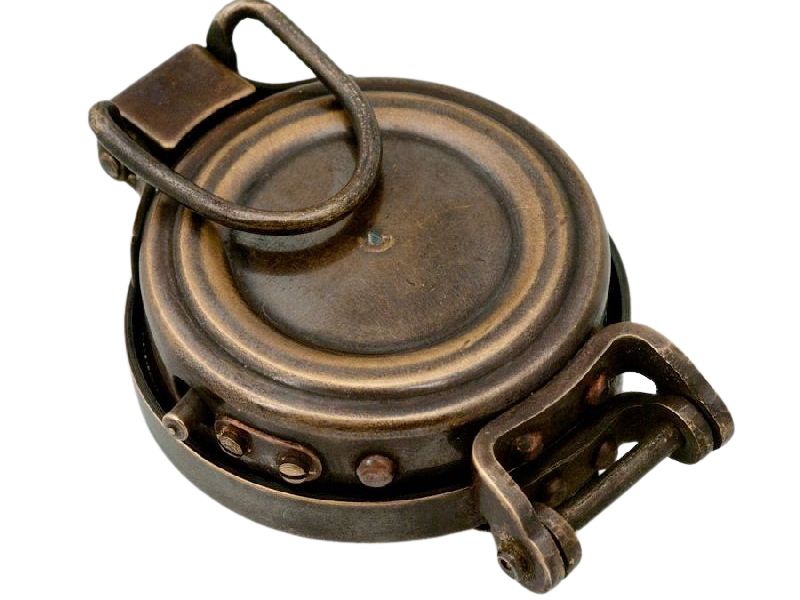 Vintage Brass Prismatic Compass with Leather Case – Antique Maritime Navigation Compass for Hiking, Camping, Boating & Adventure – Collectible Gift for Men, Sailors & Travelers