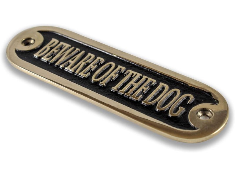 Beware of the Dogs Brass Sign – Gold & Black Cast Metal Plaque | Handmade Vintage Wall Plate | Warning Door Sign for Home, Garden, or Gate | Dog Security Warning Décor Accessory, Wall Mounted