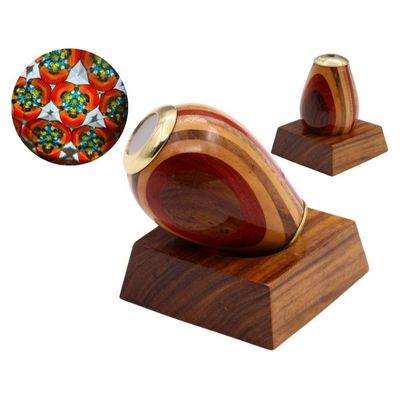 Handmade Brass & Wood Lacquered Kaleidoscope with Wooden Base – Vintage Optical Collectible for Adults, Special Occasions & Easter Gift – Unique Brass Kaleidoscope Home Décor