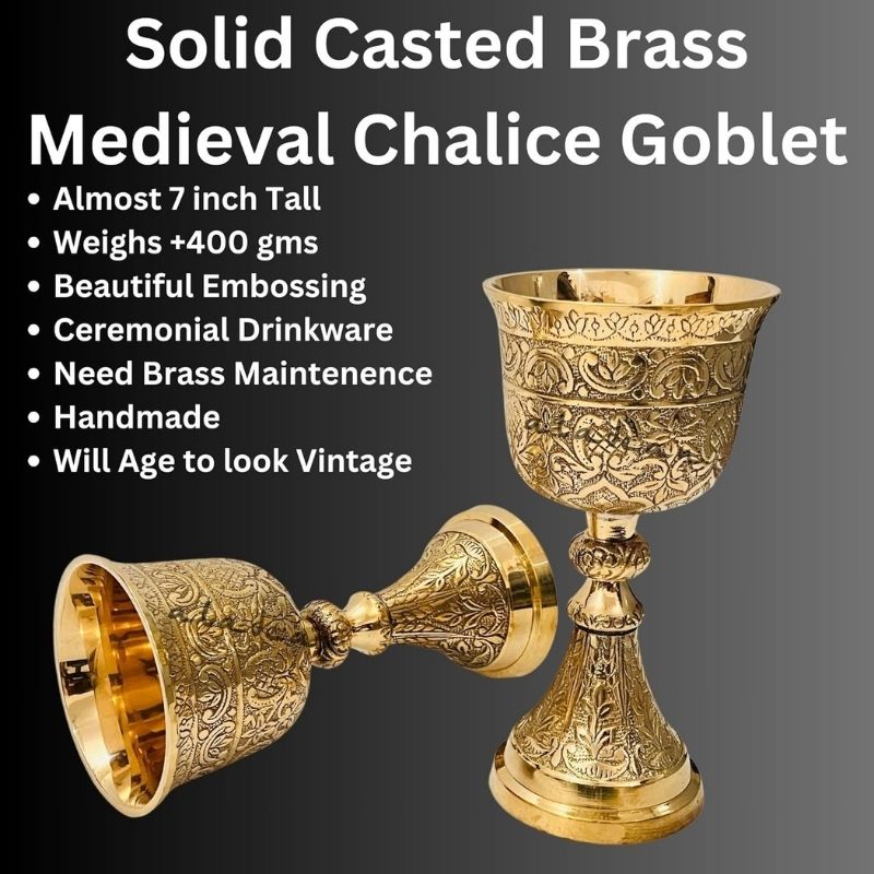 Vintage Chalice Goblet | 1x Royal Wine Cups of King Arthur - Renaissance Medieval Goblet Gifts, Wedding Anniversary Ceremonial Drinkware Pack of 1pc (King Chalice)