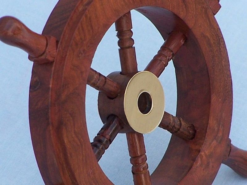 Deluxe Class Wood and Brass Decorative Ship Wheel 6\