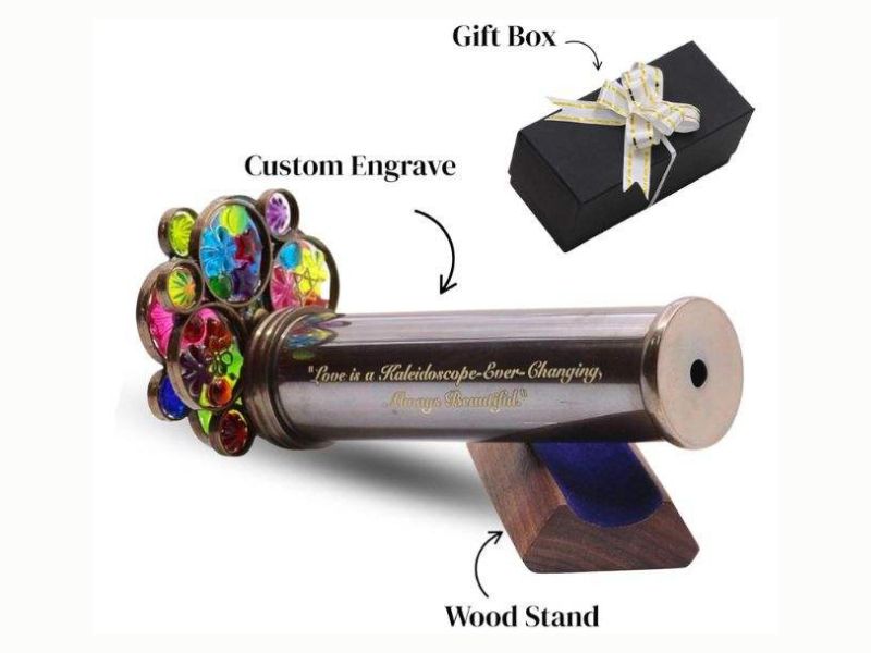 Custom Engraved Brass Kaleidoscope Unique Personalized Toy Keepsake Your Own Message for Graduation Birthday Anniversary Gift