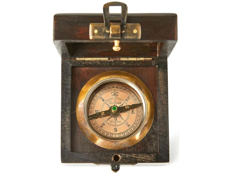 Handmade Antique Brass Compass with Wooden Box | Vintage Nautical Pocket Compass | Exquisite Maritime Décor & Gift for Every Occasion