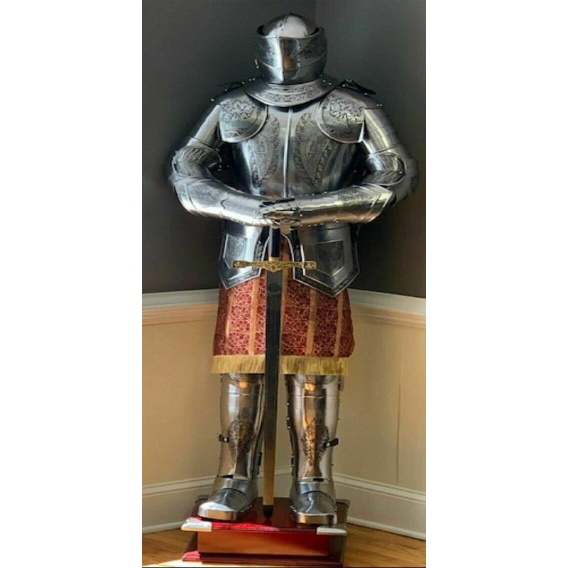 Halloween Armor 6 Feet Medieval Knight Crusader Full Suit of Armor Collectible