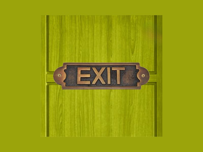 Antique Brass EXIT Door Sign Plaque – Vintage Cast Metal Wall Plate for Home, Office, Pub, or Restaurant – Classic Rustic Finish, Handmade Decorative Sign – Easy Mount with Screws Included