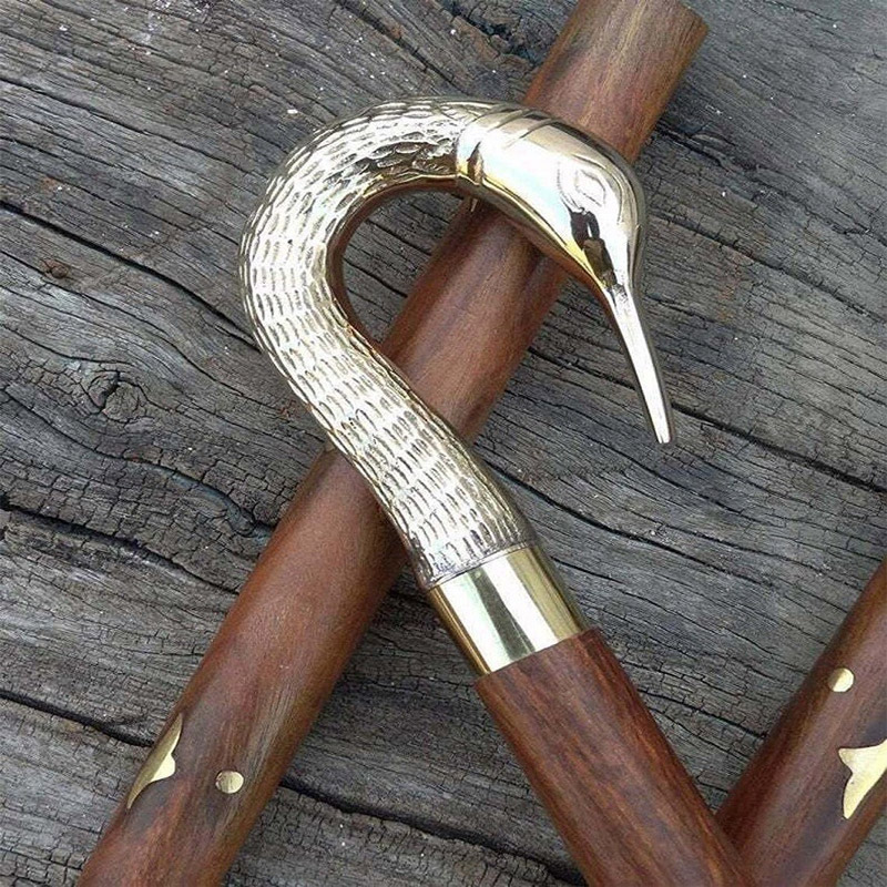  Antique Nautical Solid Brass Swan Face Handle Victorian Walking Stick Cane