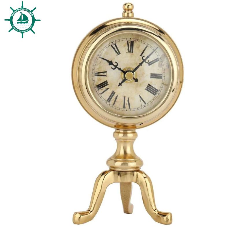 Handmade Shiny Brass Anchor Needle Table Clock