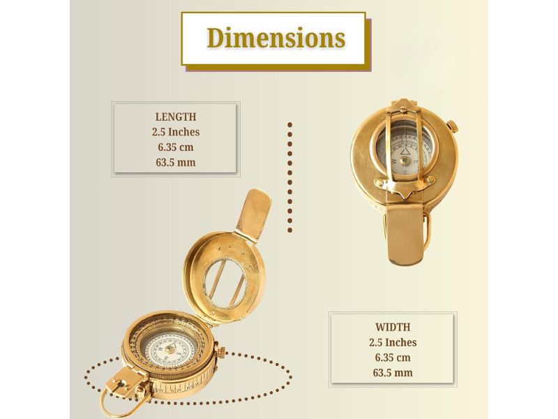 Marine Brass Vintage Pocket Compass | Handmade Nautical Maritime Ship Navigation Instrument | Antique Sailor Compass for Gifts, Education & Home Decor