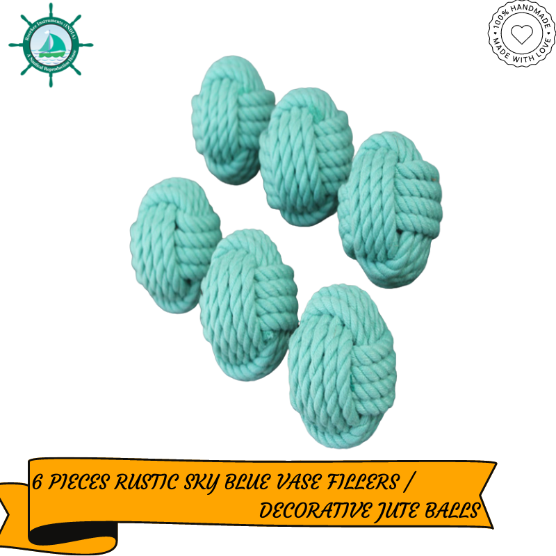 6 Pcs Nautical Balls/Nautical Decoration/Christmas Ornaments/ Vase Filler/Table Decor/ Sky Blue