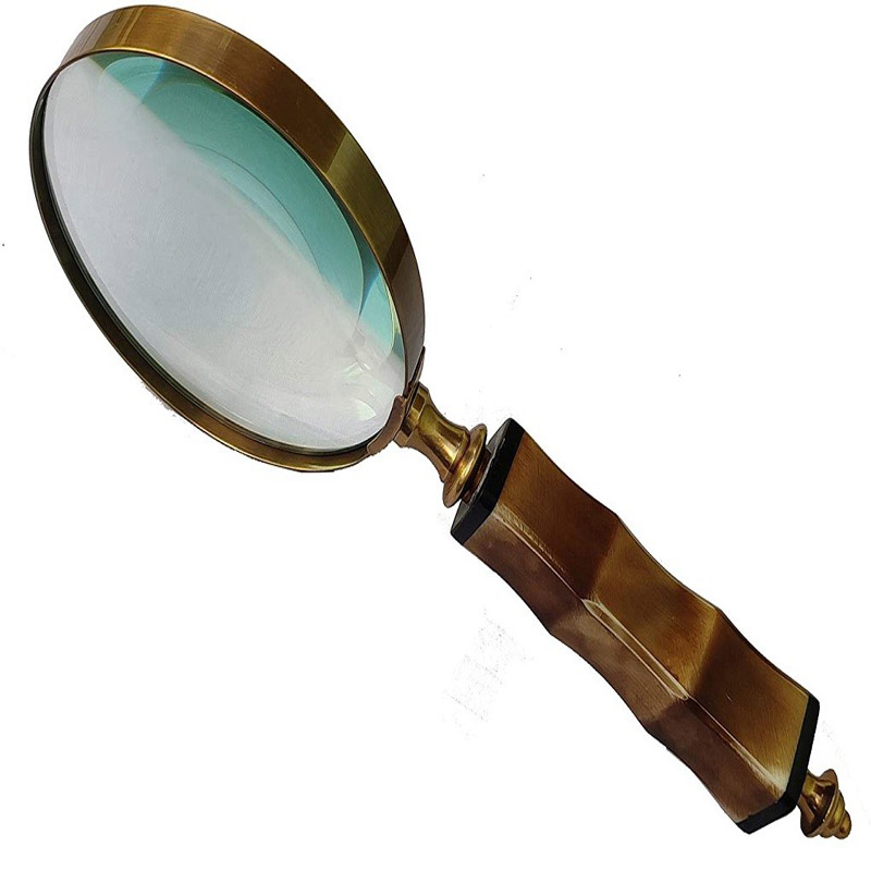 10X Handheld Magnifying Glass Lens, Antique Brass Magnifier, Fine Print Reading, Inspection, Coin and Stamp, Astrologer, Science, Low Sight Elderly, with Resin Handle, Collectible Décor Gift
