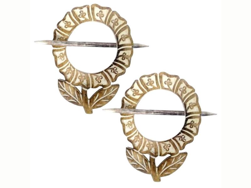 Wooden Curtain Holder Tie Back ‘Flowers in My Window’ Set of 2 | Handcrafted Window Drape Clip Holders | Decorative Floral Wooden Tiebacks for Living Room, Bedroom & Home Décor