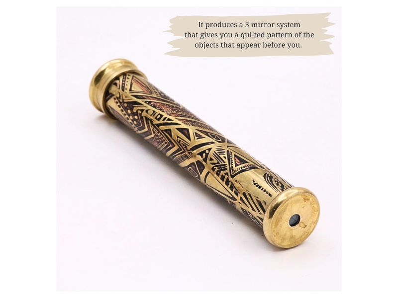 Handmade Antique Brass Teleidoscope Vintage Wooden Display Stand Unique Nautical Decor and Collectible Gift
