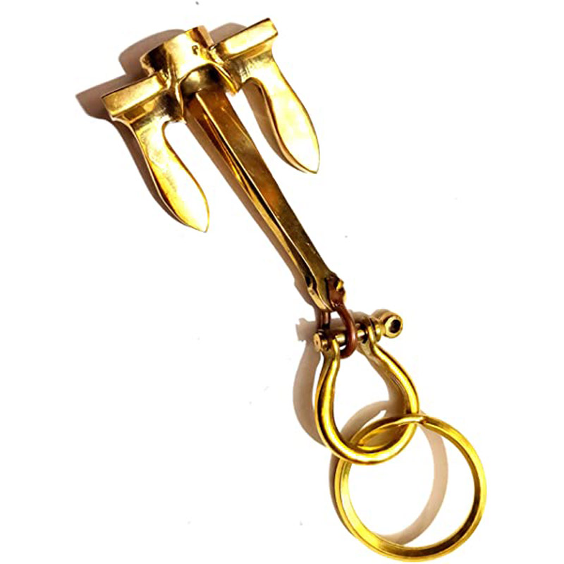 Nautical Anchor Antique Brass Keyring Decor Polished Ship Vintage Keychain Style