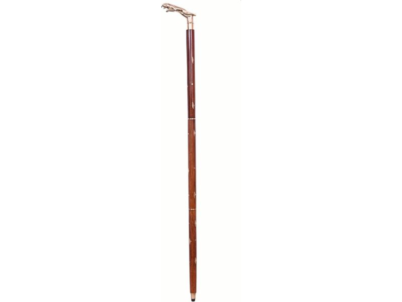 Jaguar Brass Handle Walking Cane – 3 Fold Wooden Walking Stick for Men & Women – Handmade Vintage Brass Handle Cane with Polished Hardwood Shaft – 37 Inch Collectible Gift & Decorative Accessory