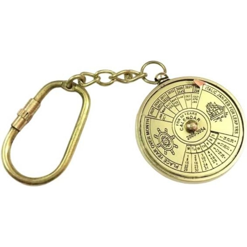 Nautical Brass 50 Years Perpetual Calendar Key Chain/Key Rings