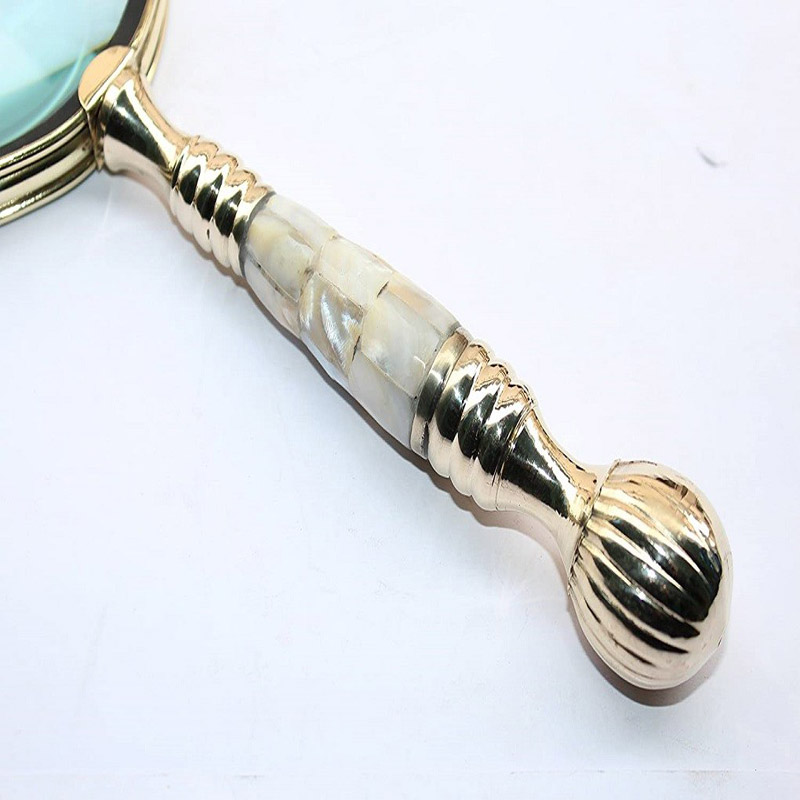 10 Inches Vintage Style Brass and Mother of Pearl Magnifying Glass Magnifier