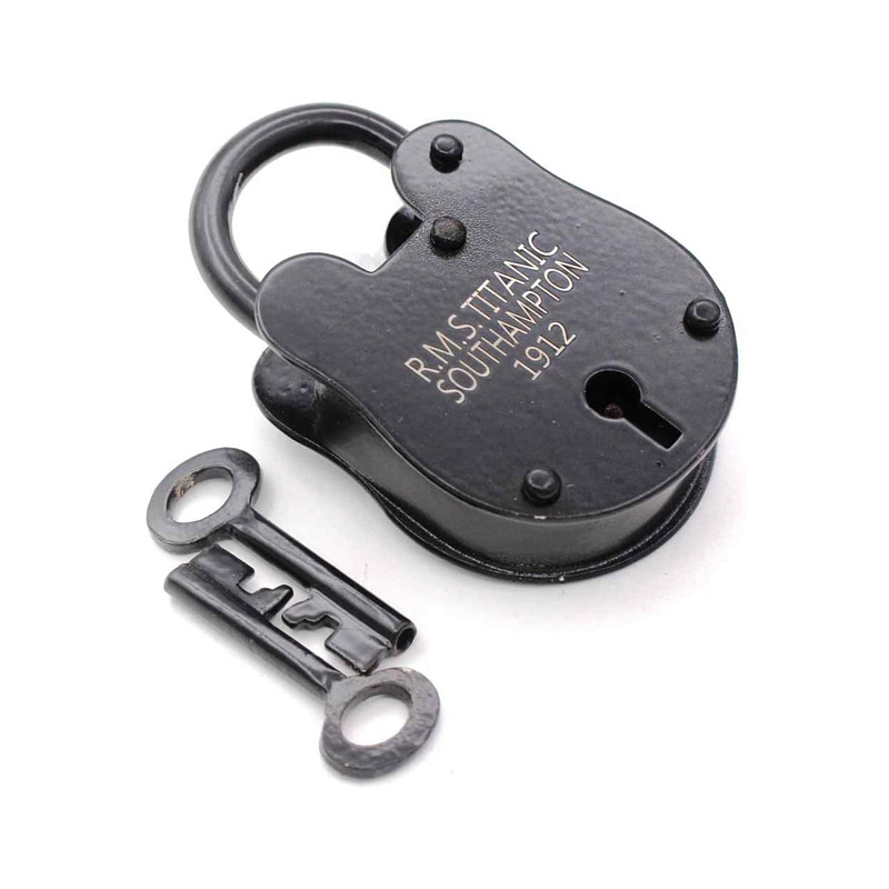 Iron RMS Titanic Model Padlock, Iron Jailer Lock and Keys, Addition to Pirate, Medieval and Western Collections, Antique Fully Functioning Cast Iron Lock, Old Trunk Lock 3 Inches, Medium