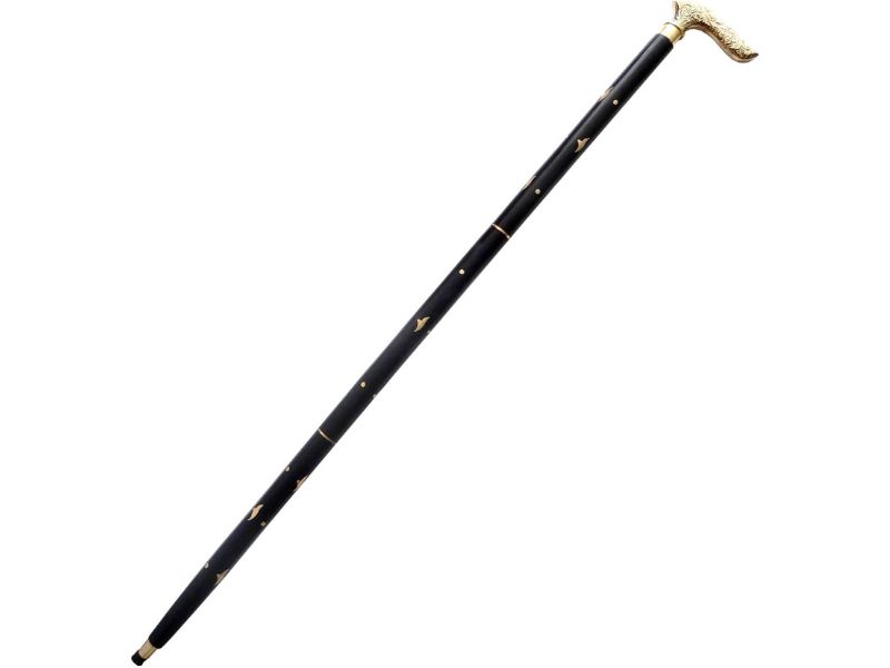 Vintage Floral Brass Handle Walking Cane for Men & Women – 37 Inch Wooden Walking Stick with Solid Brass Embossed Handle – Antique Style Cane, Gentleman Gift, Decorative Collector’s Piece