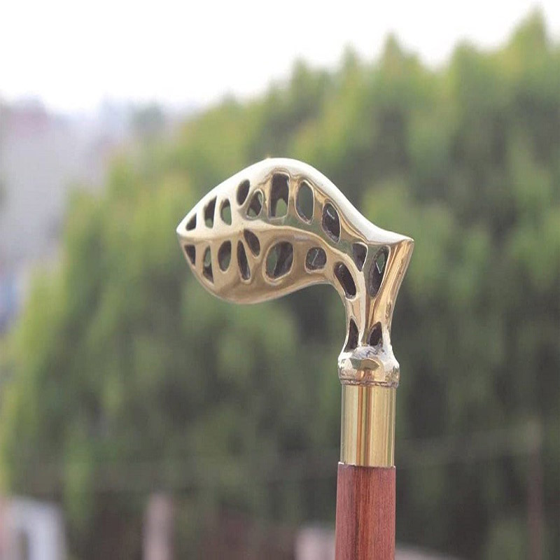 Vintage Collectible Brass Designer T Shape Handle Beautiful Walking Stick Cane