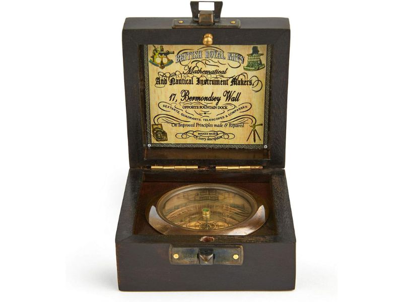 Handmade Antique Brass Compass with Wooden Box | Vintage Nautical Pocket Compass | Exquisite Maritime Décor & Gift for Every Occasion