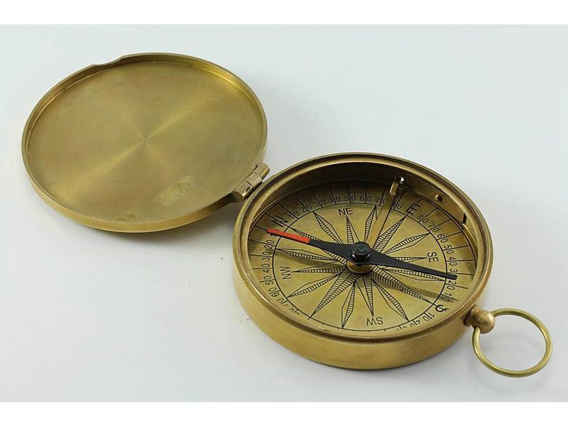 Vintage Brass Compass with C. JoyBell C. Quote – “Sometimes the Things That Are Felt…” – Inspirational Engraved Compass Gift with Leather Case for Anniversary, Graduation, Wedding, or Travel