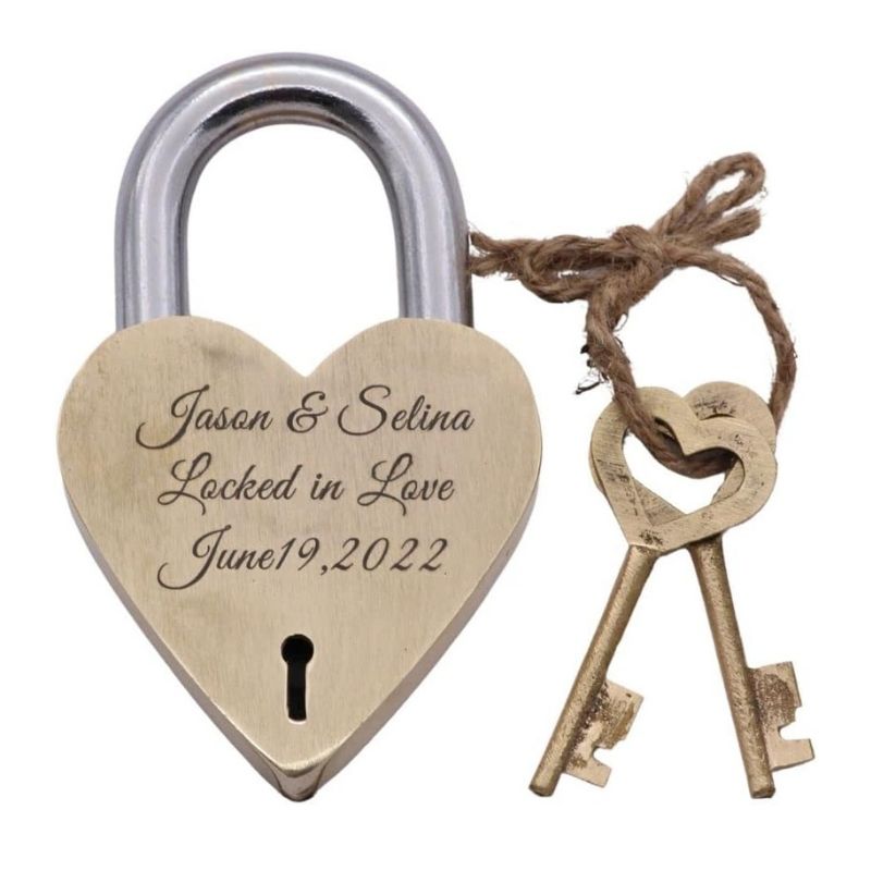 handmade 5 inches heart shape brass lock