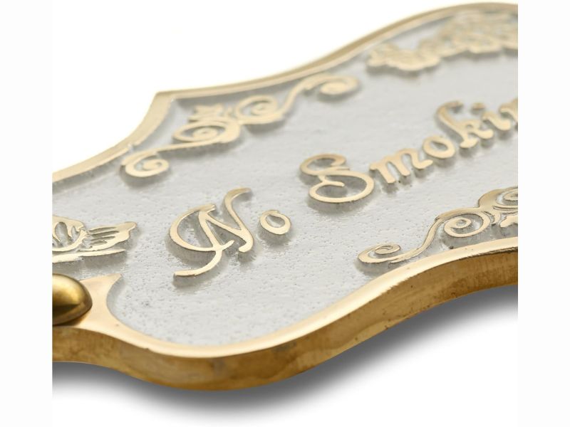 No Smoking Solid Brass Door Sign Plaque – Vintage Shabby Chic Home Décor – Handmade Metal Wall Sign for Office, Cafe, Bar, or Entryway – Antique Brass Finish, Engraved Door Accessory by The Metal Foundry