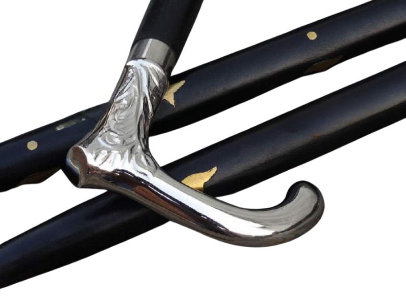 Elegant Brass Chrome Walking Cane with Floral Engraved Handle – Vintage Style Wooden Walking Stick for Men & Women – 37 Inch Collectible Mobility Aid & Gift Accessory